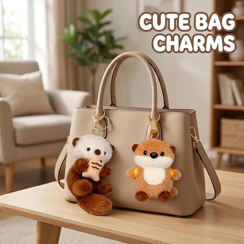 2Pcs Otter Plush, Cute Bag Charms for Women Teens Animal Lovers, Suitable for handbags, wallets, backpacks and car keys in Saudi Arabia