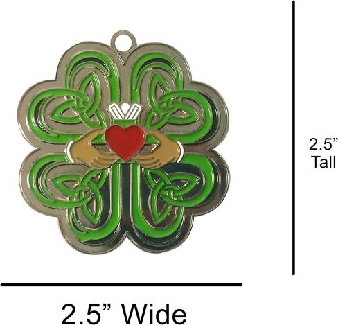 Hat Shark Irish Claddagh Ring w/Celtic Weave & Lucky Four Leaf Clover - Enamel Metal Pendant Key Chains in Kuwait