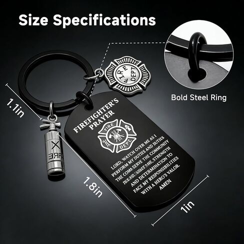 Firefighter Prayer Stainless Steel Keychain – Engraved Fire Fighter Charm Gift for Men Women, Graduation Keepsake in Kuwait