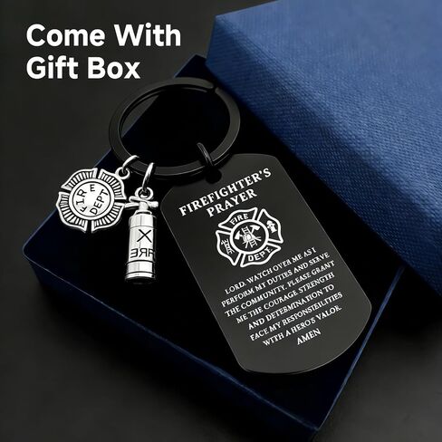 Firefighter Prayer Stainless Steel Keychain – Engraved Fire Fighter Charm Gift for Men Women, Graduation Keepsake in Kuwait