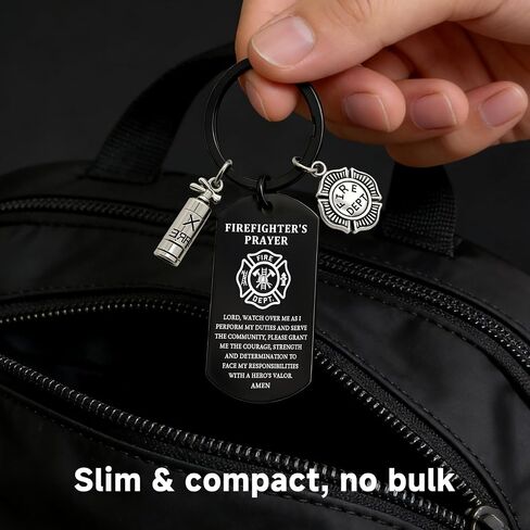 Firefighter Prayer Stainless Steel Keychain – Engraved Fire Fighter Charm Gift for Men Women, Graduation Keepsake in Kuwait