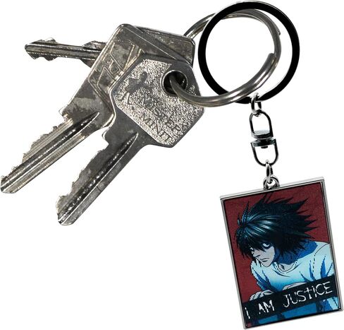 ABYSTYLE Death Note Accessories L Keychain عدسي العدالة سلسلة مفاتيح معدنية مثالية كهدية مذكرة الموت - Anime Manga Merch الرسمية للجماهير in Kuwait