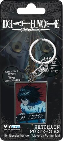 ABYSTYLE Death Note Accessories L Keychain عدسي العدالة سلسلة مفاتيح معدنية مثالية كهدية مذكرة الموت - Anime Manga Merch الرسمية للجماهير in Kuwait