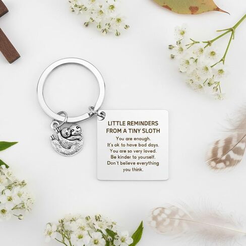 Emotional Support Sloth Positive Keychain Sloth Gifts for Women Men Sloth Gifts Inspirational Keychain Key Ring Motivational Gift Valentines Day Christmas Gift Fathers Mothers Day Birthday Presents in Saudi Arabia