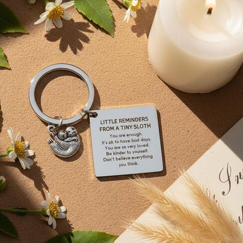 Emotional Support Sloth Positive Keychain Sloth Gifts for Women Men Sloth Gifts Inspirational Keychain Key Ring Motivational Gift Valentines Day Christmas Gift Fathers Mothers Day Birthday Presents in Saudi Arabia