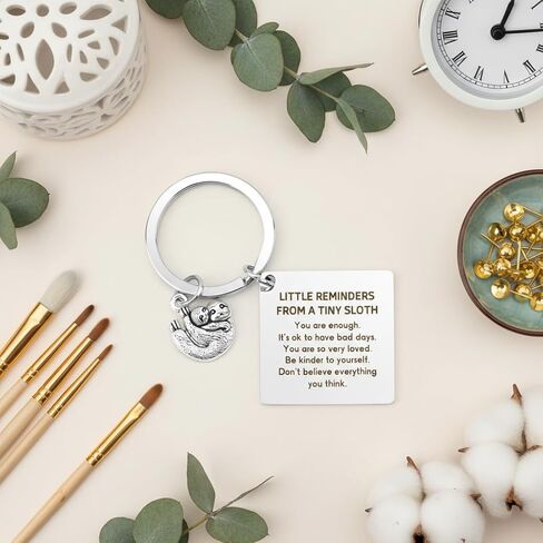 Emotional Support Sloth Positive Keychain Sloth Gifts for Women Men Sloth Gifts Inspirational Keychain Key Ring Motivational Gift Valentines Day Christmas Gift Fathers Mothers Day Birthday Presents in Saudi Arabia