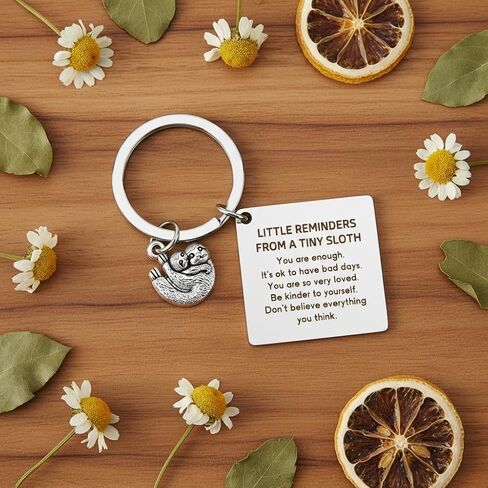Emotional Support Sloth Positive Keychain Sloth Gifts for Women Men Sloth Gifts Inspirational Keychain Key Ring Motivational Gift Valentines Day Christmas Gift Fathers Mothers Day Birthday Presents in Saudi Arabia