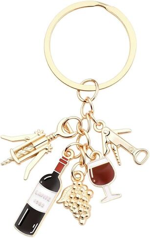 Red Wine Bottle Keychain Keyring for Women Men Backpack Bag Charm for Handbag Tote Bag Accesspries for Women Men Sommelier Wine Lover Birthday Gift Keychain Keyring for Car Key Keychains in Saudi Arabia