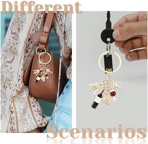 Red Wine Bottle Keychain Keyring for Women Men Backpack Bag Charm for Handbag Tote Bag Accesspries for Women Men Sommelier Wine Lover Birthday Gift Keychain Keyring for Car Key Keychains in Saudi Arabia