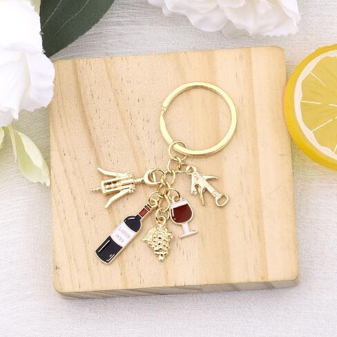 Red Wine Bottle Keychain Keyring for Women Men Backpack Bag Charm for Handbag Tote Bag Accesspries for Women Men Sommelier Wine Lover Birthday Gift Keychain Keyring for Car Key Keychains in Saudi Arabia
