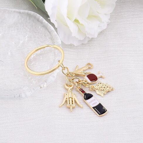 Red Wine Bottle Keychain Keyring for Women Men Backpack Bag Charm for Handbag Tote Bag Accesspries for Women Men Sommelier Wine Lover Birthday Gift Keychain Keyring for Car Key Keychains in Saudi Arabia