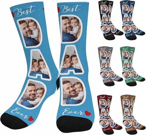 Artsadd Fathers Day Socks, Custom Face Socks for Dad Grandpa, Funny Personalized Picture Papa Socks Best Dad Ever Gifts in Saudi Arabia