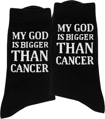 "My God Is Bigger Than Cancer Inspirational Socks - Faith & Hope Gift for Cancer Patients & Survivors.(108) in Saudi Arabia