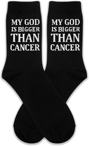 "My God Is Bigger Than Cancer Inspirational Socks - Faith & Hope Gift for Cancer Patients & Survivors.(108) in Saudi Arabia