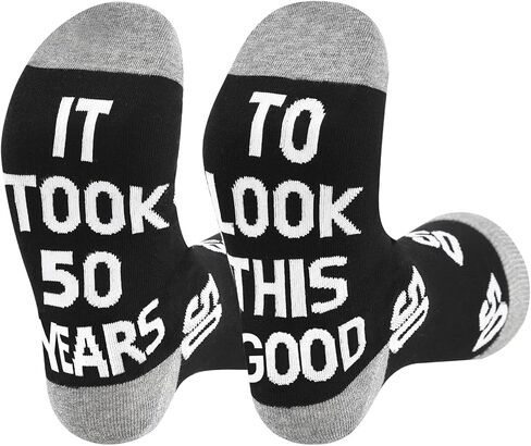 JZYJHCAI 30th 40th 50th Birthday Gifts For Him, Men Fathers Day Gift Socks, Novelty Funny Crews Black Cotton Socks Dad Son in Saudi Arabia
