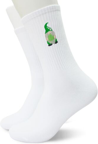 St Patricks Day Embroidered Crew Socks, Lucky Shamrock Irish Holiday Socks for Women Men, Festive Socks in Saudi Arabia