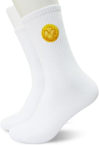 St Patricks Day Embroidered Crew Socks, Lucky Shamrock Irish Holiday Socks for Women Men, Festive Socks in Saudi Arabia