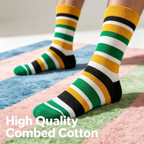 Mens Funky Colorful Dress Socks – 5 Pairs Combed Cotton Crew Socks with Bold Geometric Patterns, Novelty Adult Dress Socks for Men in Saudi Arabia