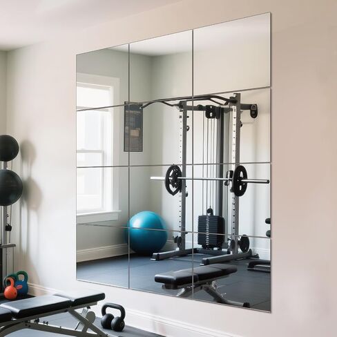 Full Length Wall Mirror Tiles, HD Glass Gym Mirror, Set of 12Pcs 12″×16″ Wall Mounted Mirrors for Home Gym, Dance Yoga Studio, Bedroom, Door in Saudi Arabia