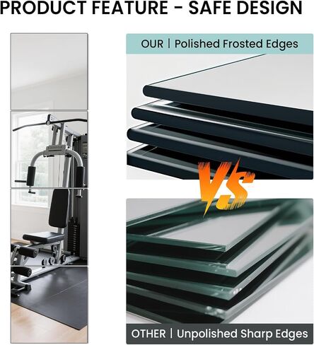 Full Length Wall Mirror Tiles, HD Glass Gym Mirror, Set of 12Pcs 12″×16″ Wall Mounted Mirrors for Home Gym, Dance Yoga Studio, Bedroom, Door in Saudi Arabia
