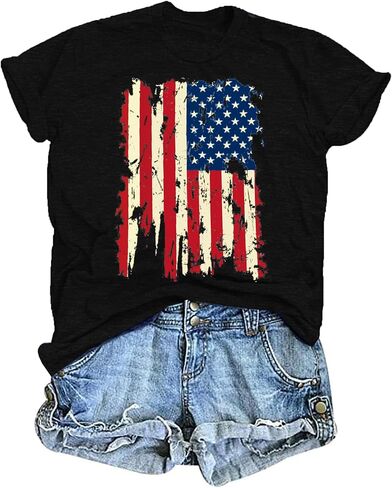 USA Shirts for Women American Flag Crop Shirt 4th of July Crop Top Patriotic T-Shirt Cropped Summer Tee Tops in Saudi Arabia