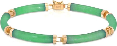 Regalia by Ulti Ramos 14K Yellow Gold Natural Jade Green Curved Link Bracelet in Saudi Arabia