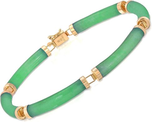 Regalia by Ulti Ramos 14K Yellow Gold Natural Jade Green Curved Link Bracelet in Saudi Arabia