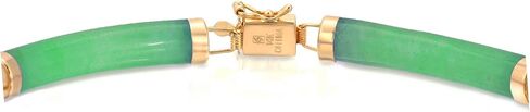 Regalia by Ulti Ramos 14K Yellow Gold Natural Jade Green Curved Link Bracelet in Saudi Arabia