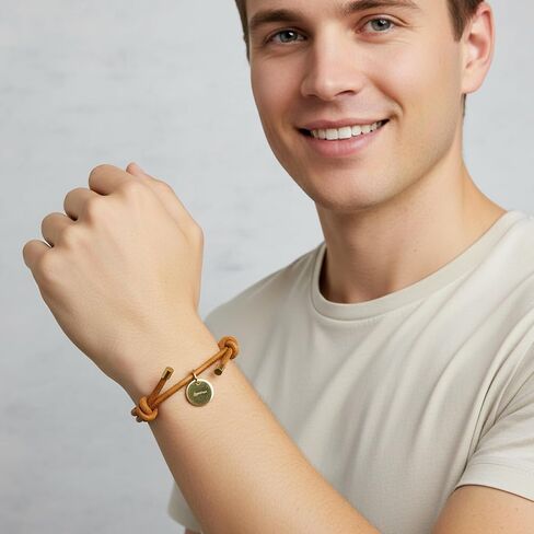 Leporem Duo Knot String Bracelet 18K Gold Plated Disc Charm Artisan Handwear for Everyday Casual Outfits in Kuwait