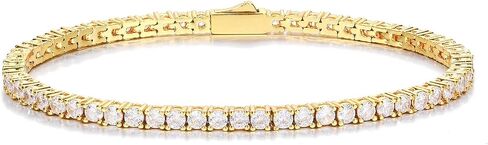 316L Stainless Steel Moissanite Tennis Bracelet for Women Men, 3/4/5MM D Color VVS1 Round Lab Created Moissanite Tennis Chain Bracelets Jewelry Gift in Saudi Arabia