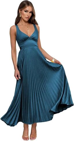 Satin Bridesmaid Dresses for Women Spaghetti Straps Pleated Prom Dress in Saudi Arabia