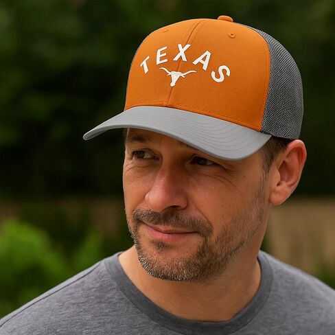 Printbox Originals Texas Longhorn Trucker Cap, Longhorn Embroidered Hat, Snapback Adjustable Closure Baseball Caps in Kuwait