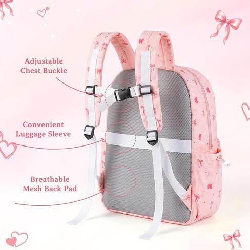 Corduroy Girls Backpack Set，Cute School Backpack for Teens Girls Kids Bookbags for Elementary High School Women Laptop Bags Daypacks Set With Lunch Bag and Pencil Case (Pink Bow, 3 Set) in Kuwait