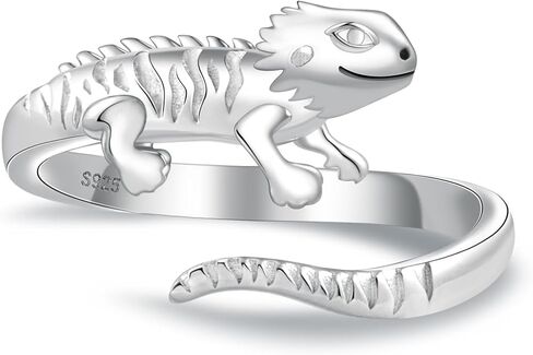 Bearded Dragon Ring for Women: 925 Sterling Silver Cute Beard Dragon Ring Hypoallergenic Lizard Rings Reptile Animal Jewelry Gifts for Daughter Lovers in Saudi Arabia