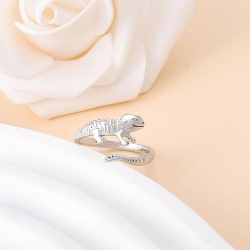 Bearded Dragon Ring for Women: 925 Sterling Silver Cute Beard Dragon Ring Hypoallergenic Lizard Rings Reptile Animal Jewelry Gifts for Daughter Lovers in Saudi Arabia
