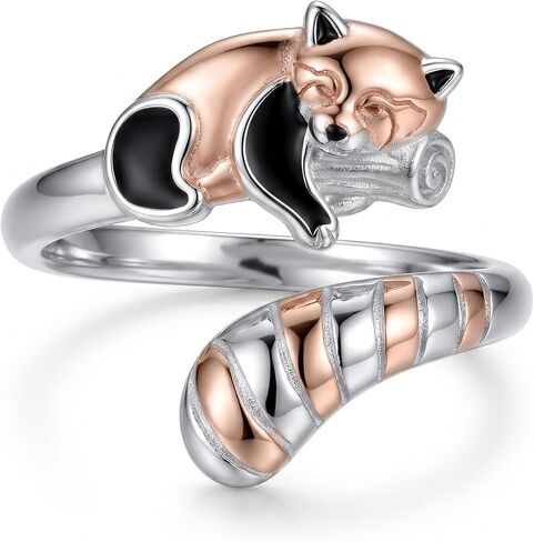 Red Panda Ring 18K Rose Gold Plated Cute Adjustable Red Panda Ring Unique Animal Gift for Women in Saudi Arabia