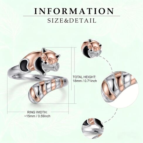 Red Panda Ring 18K Rose Gold Plated Cute Adjustable Red Panda Ring Unique Animal Gift for Women in Saudi Arabia