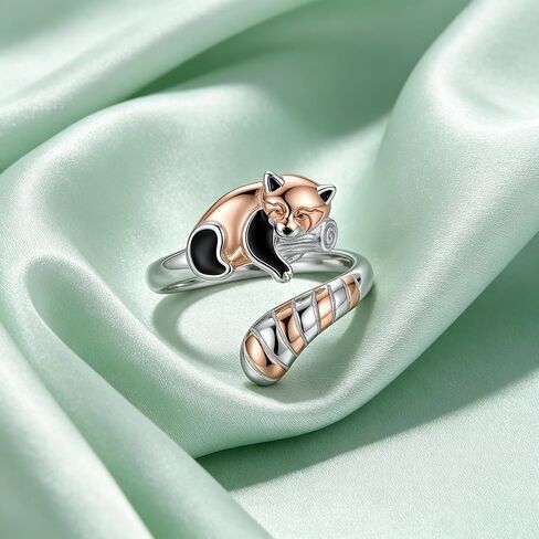 Red Panda Ring 18K Rose Gold Plated Cute Adjustable Red Panda Ring Unique Animal Gift for Women in Saudi Arabia
