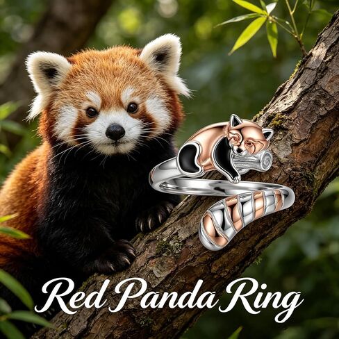 Red Panda Ring 18K Rose Gold Plated Cute Adjustable Red Panda Ring Unique Animal Gift for Women in Saudi Arabia
