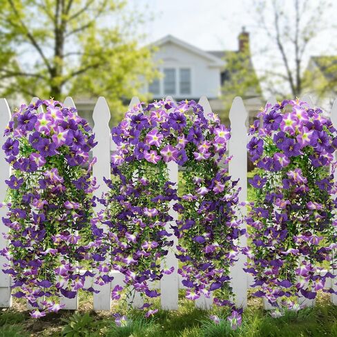 2 Pcs Artificial Hanging Flowers for Outdoors, UV Resistant Fake Hanging Flowers for Spring Outdoor Decor, Faux Hanging Flowers for Garden Front Porch Patio Window Decor, Silk Flowers for Home Decor in Saudi Arabia