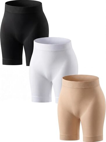 ATTLADY Slip Shorts for Under Dresses Women 3-Pack Cooling Anti-Chafing Undershorts Black+White+Nude in Saudi Arabia