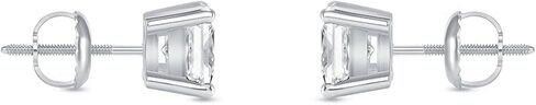 1 Ct. Princess Cut Diamond Stud Earrings 14k White Gold for Women | Comfortable Basket Screw Back, Everyday & Formal Wear Jewelry in Kuwait