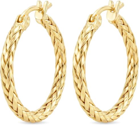 14K Gold Hypoallergenic Hoop Earrings for Women Weave Design Gold Hoops Timeless Everyday Luxury Earrings Perfect Mother’s Day and Birthday Gifts in Saudi Arabia