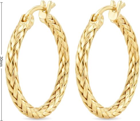 14K Gold Hypoallergenic Hoop Earrings for Women Weave Design Gold Hoops Timeless Everyday Luxury Earrings Perfect Mother’s Day and Birthday Gifts in Saudi Arabia