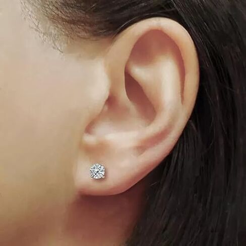 14K Yellow Gold Round Diamond Stud Earrings, 1/2 Carat Total Weight, Screw Back in Kuwait