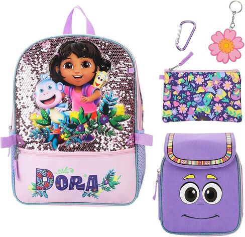 Bioworld Dora the Explorer Animated 5-Piece 16" Backpack And Lunch Set For School & Travel in Kuwait