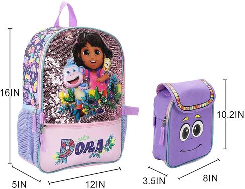 Bioworld Dora the Explorer Animated 5-Piece 16" Backpack And Lunch Set For School & Travel in Kuwait