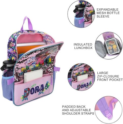 Bioworld Dora the Explorer Animated 5-Piece 16" Backpack And Lunch Set For School & Travel in Kuwait