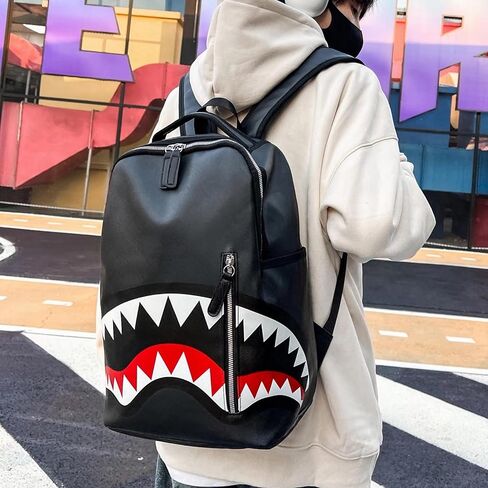 Vintage Stylish Backpack - Laptop PU Leather Rucksack, Lightweight Commuter & Travel Bag, Unisex Fashion Daypack (Black, One Size) in Kuwait