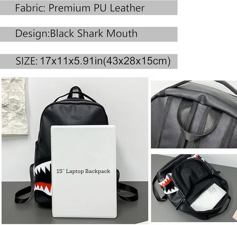 Vintage Stylish Backpack - Laptop PU Leather Rucksack, Lightweight Commuter & Travel Bag, Unisex Fashion Daypack (Black, One Size) in Kuwait